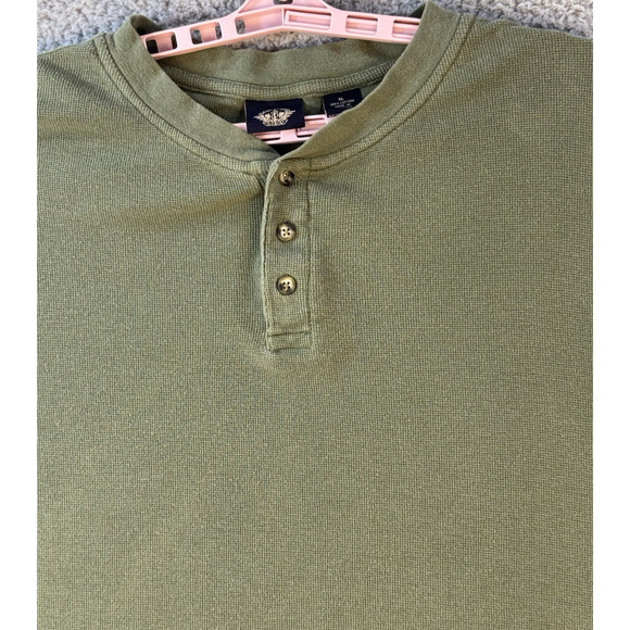 Mens Dockers Green Henley Shirt XL Long Sleeve Cotton Casual Top - Picture 10 of 16